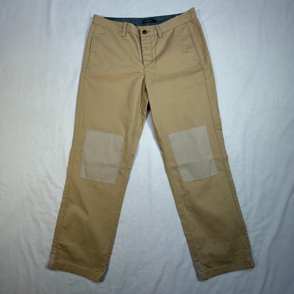 LL Bean Pants Mens 36x32 Khaki Signature Camp Chino Button Fly Double Knee Slim